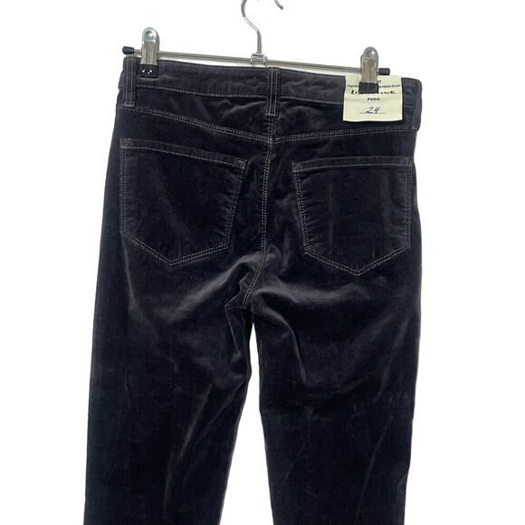 L'AGENCE Margot Velvet High Rise Cropped Skinny Jeans Greystone Size 24 New NWT - Picture 5 of 12